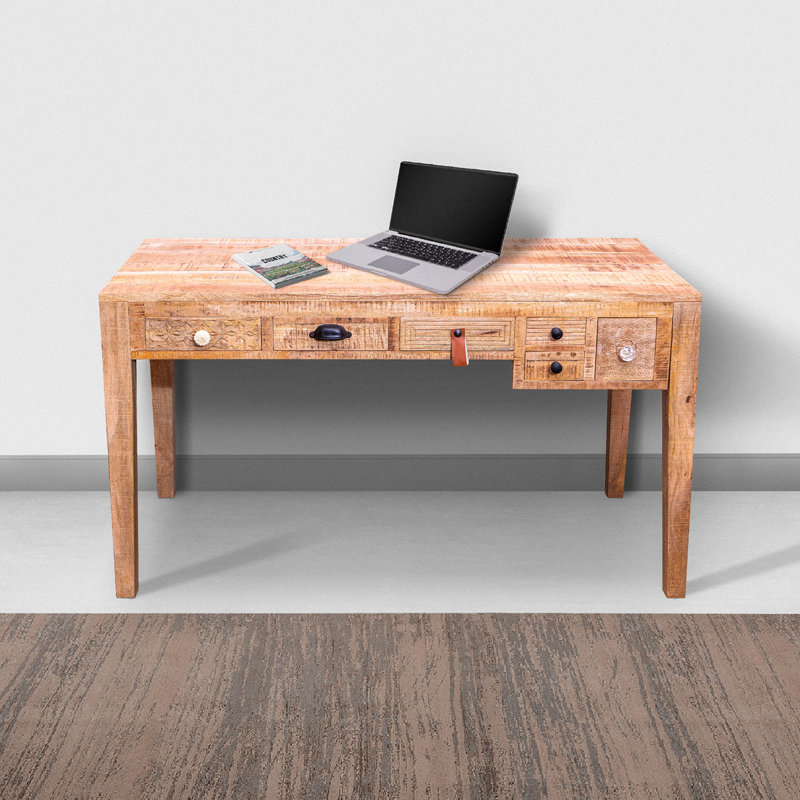 Bureau à domicile en bois de manguier rustique grainé