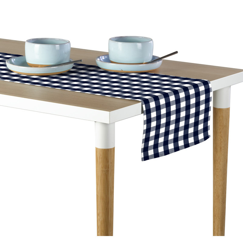 Ines Picnic Check Milliken Signature Table Runner, Navy, 72" L x 12" W