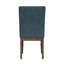 Ensemble de salle à manger Leana 5 pièces, hauteur standard, en noyer - Table ronde et quatre chaises en tissu bleu denim-23785228
