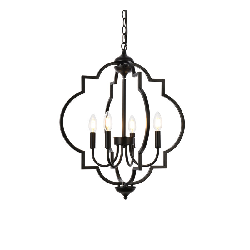Guarino 4-Light Dimmable Geometric Chandelier, Black, 24.1" H x 20.5" W x 20.5" D