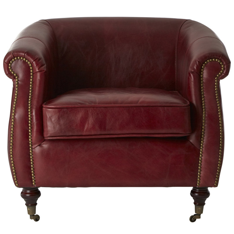 Elliana Leather Club Chair, Red