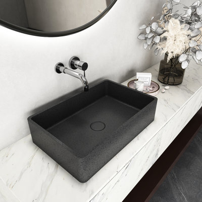 19.62 Inch Dark Grey Concrete Rectangular Bathroom Sink, Unique Finish, Aesthetically , Above - Counter Basin Modern 19.62'' Sink For Bathroom, , Easy To Clean,