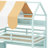 Full Size House Bed With Canopy & Slide, Built-In Bookshelves-348773751