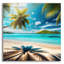 Art mural en verre épique «Paradise Beach 4» par Rey Klimt, 36 po x 36 po-2123674768