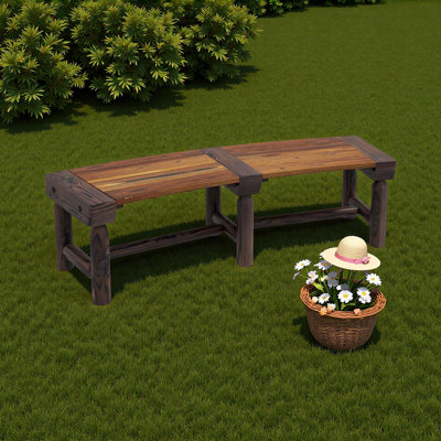 Banc de jardin en bois, banc d'arbre extérieur rond en demi-cercle, banc de parc enveloppant pour cour