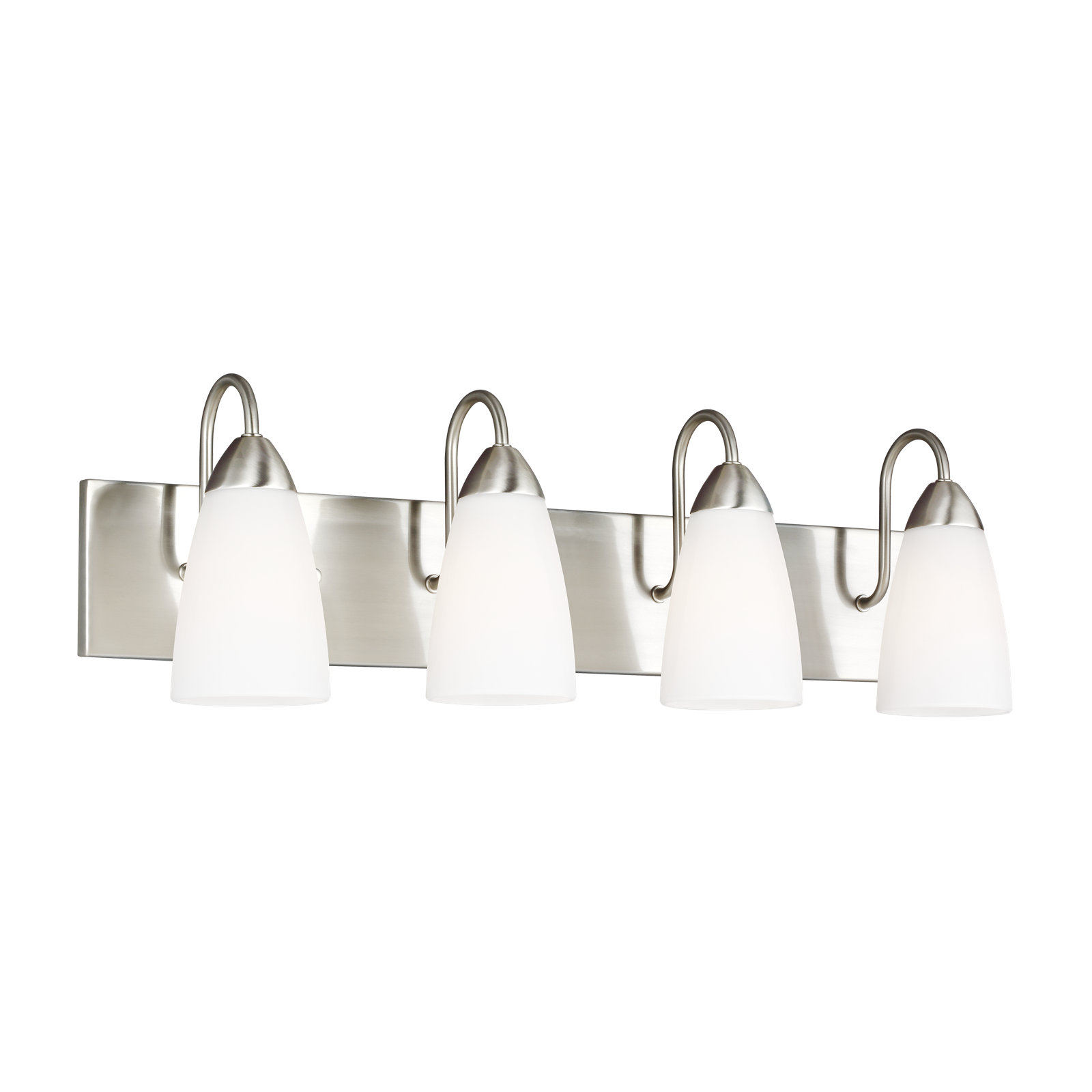 4 Light Frosted Dimmable Vanity Light, Brushed Nickel, Yes, 2