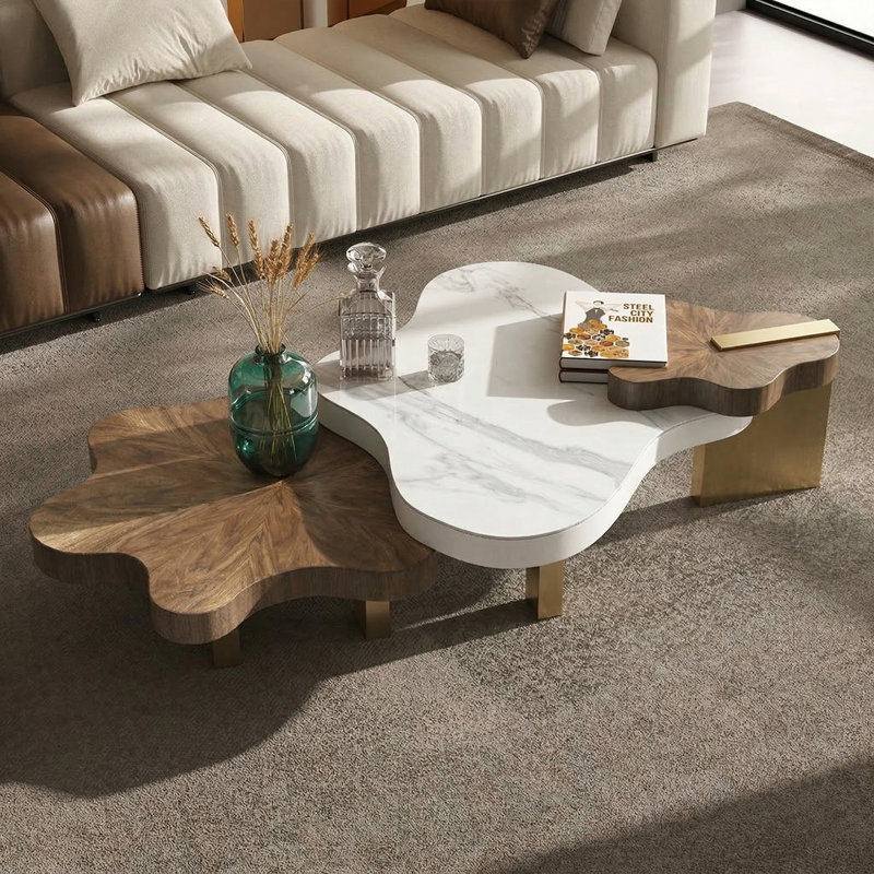 Ensemble de 3 tables basses gigognes Modern, 15.7" H x 55.1" L x 35.43" D