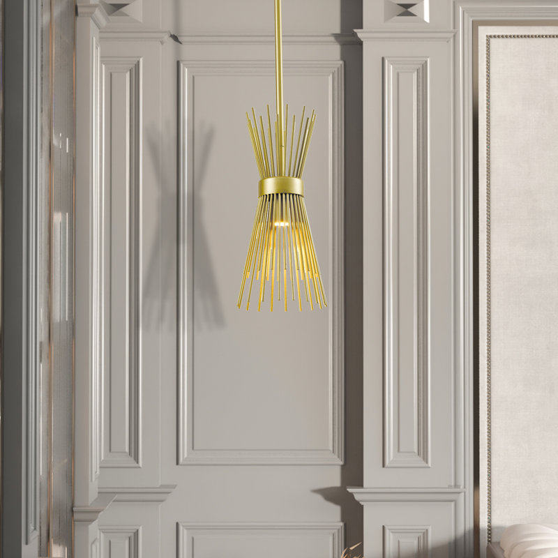 Luminaire suspendu en forme de cloche à 1 lumière avec accents en fer forgé Carthel