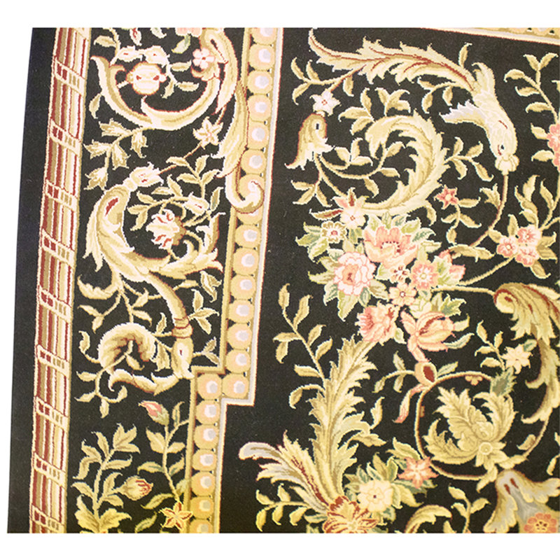 Hand Knotted Wool Area Rug in Black