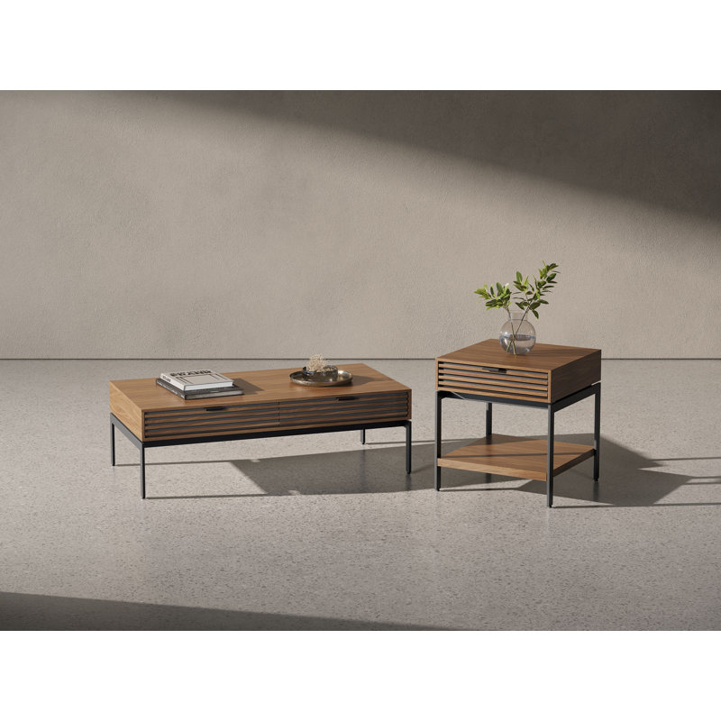 Cora Coffee Table, Natural Walnut, Black