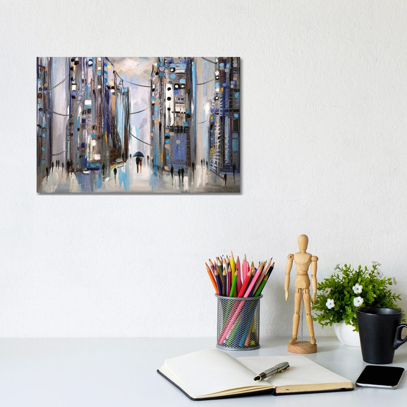 Rainy Afternoon by Ekaterina Ermilkina - Painting on Canvas, 20.32 cm H x 30.48 cm W, Wrapped Canvas