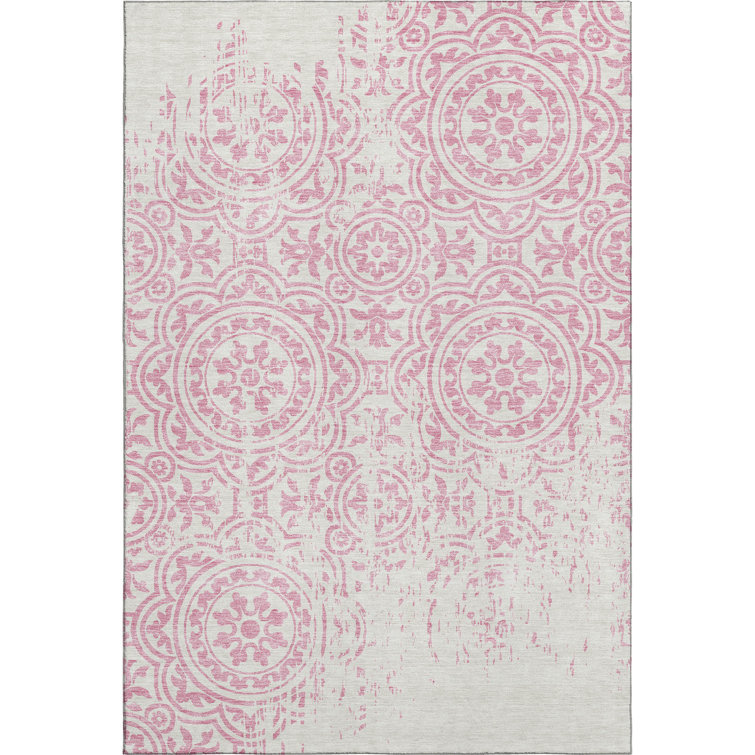 Premium Machine Washable Prisco Pink Rug