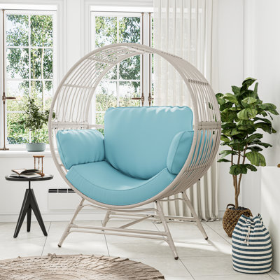 Egg Chair Outdoor Indoor, Oversized Rattan Chair With Thicken Cushion