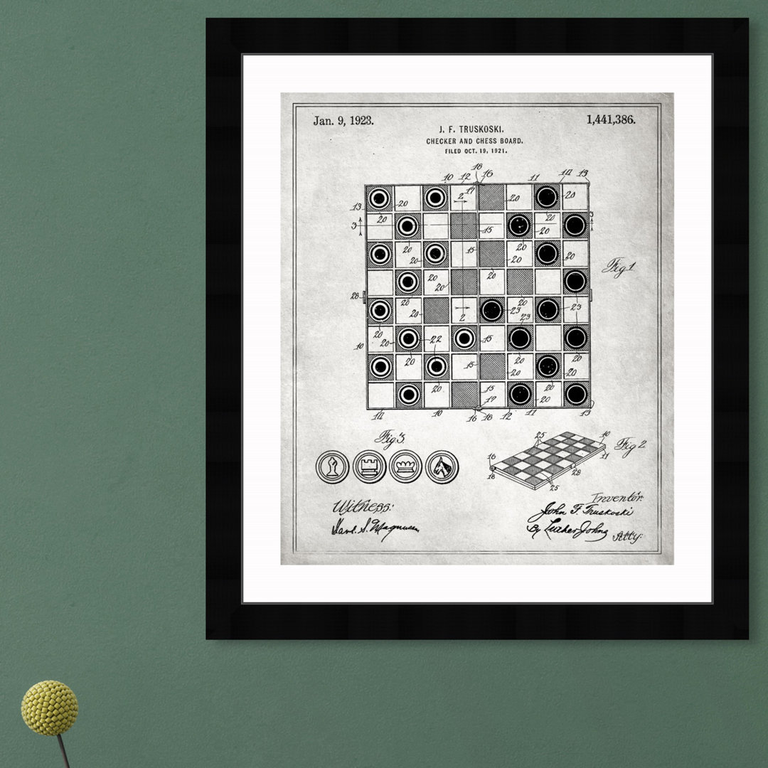 'Checker and Chess Board 1923' Framed Graphic Art