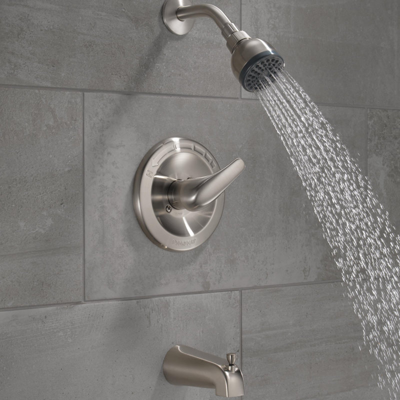 Garniture de baignoire et douche à pression équilibrée Core, Nickel brossé
