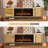 Luxury 70" Fluted Fireplace Tv Stand, Modern Entertainment Center For For Tvs Up To 80", Tv Console With Sliding Door And Faux Marble Top, Media Console For Living Room,Natural Wood-119462637