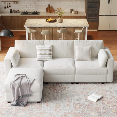 Canapé modulaire surdimensionné surdimensionné, canapé modulaire à 4 places, canapé en L de 104 po avec repose-pieds mobile, canapé modulaire convertible pour salon et bureau, beige chenille
