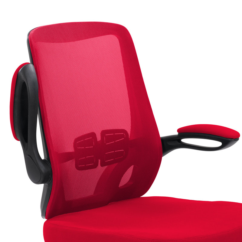 Curved Lumbar Support High-Back Mesh Office Chair in Red