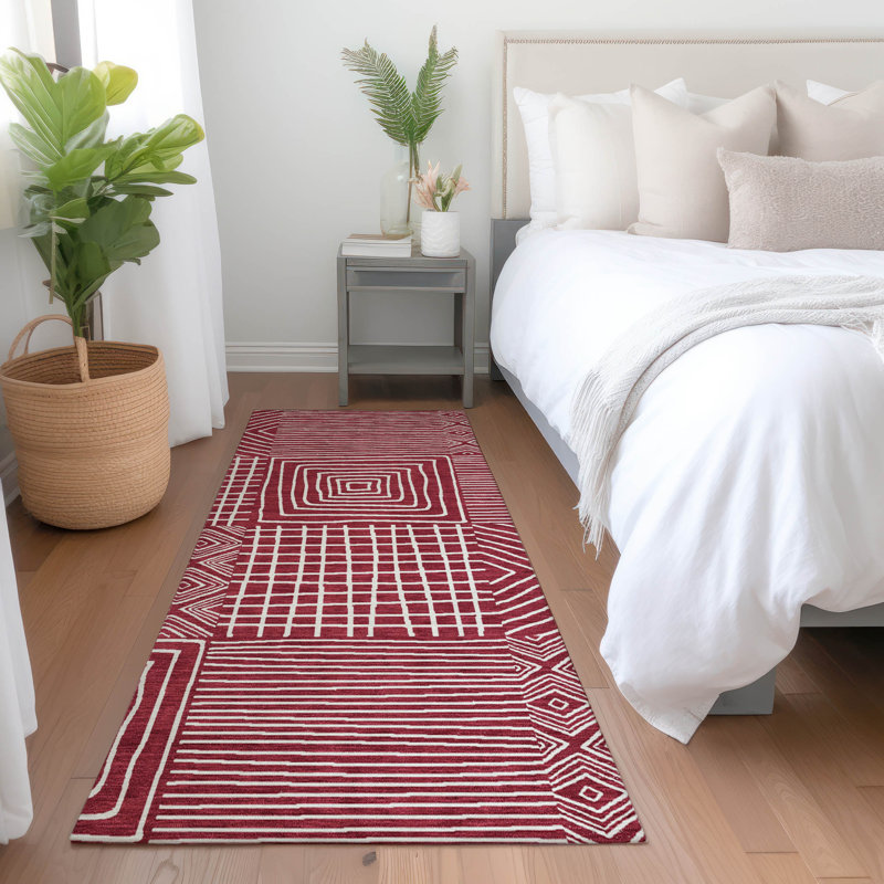 Tapis intérieur / extérieur rouge Junia , 2 pi 3 po x 7 pi 6 po