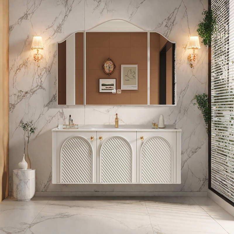 Armoire de salle de bain rétro française, H 21,6 po x l 51,1 po x P 21,6 po