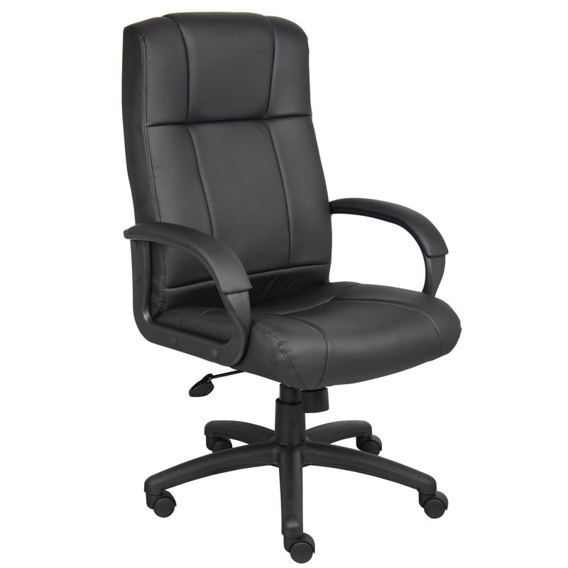 Elegant Executive High-Back Swivel Chair in Black Caressoft