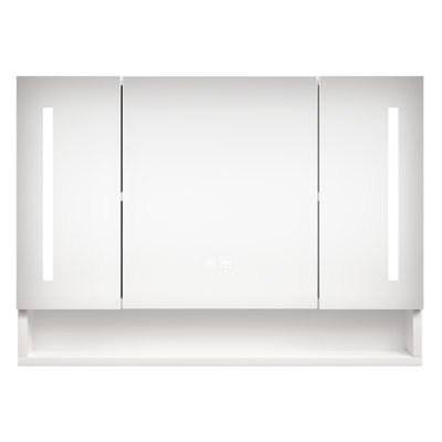Armoire de salle de bain moderne avec lumières à DEL et miroir - 40 x 27,61 x 5,21 pouces, blanc, fixation murale, imperméable, preuve et 39 x 28, rangement multiple