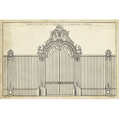 Antique Decorative Gate III by J.F. Blondel - Wrapped Canvas Print