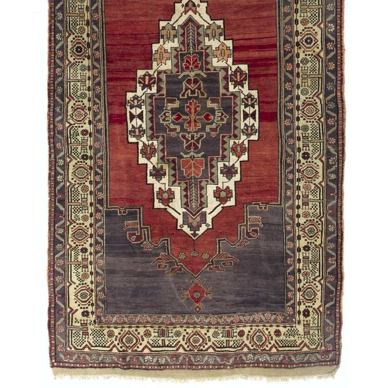 Tapis tribal turc rétro fait à la main. Tapis oriental unique en son genre