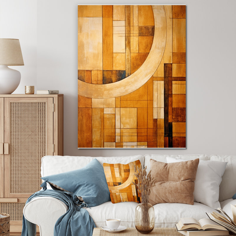 Bronze Brilliance Symetry II - formes abstraites, impressions sur toile, Toile tendue, H 20 po x l 12 po x P 1 po