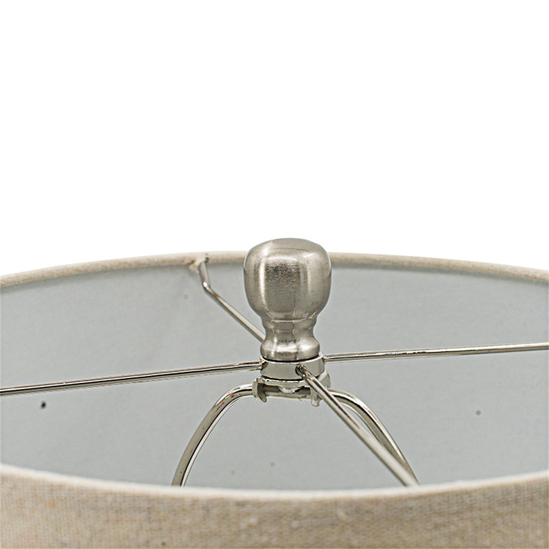 Lampe de table moderne en verre moucheté avec abat-jour tambour beige