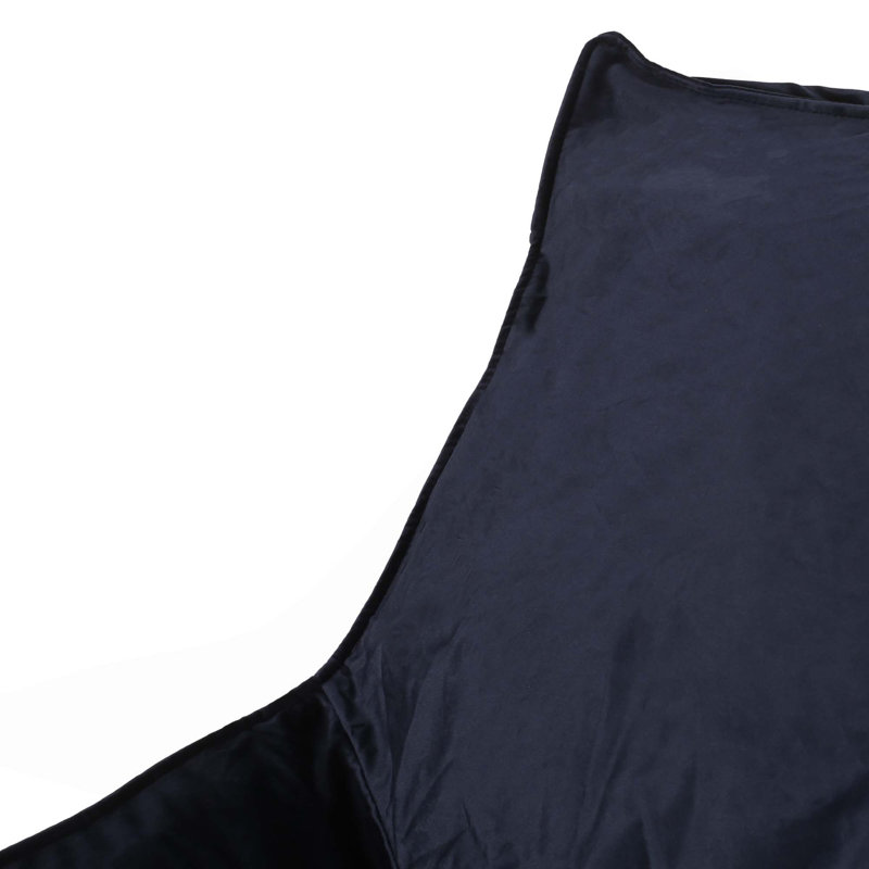 Velveteen Bean Bag Chair With Armrests, 30" H x 40" W x 40" D, Dark Blue Velvet