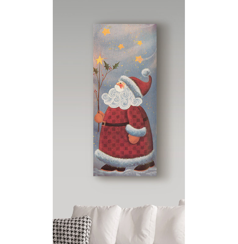« pères noël holly branch », art sur toile, H 24 po x l 10 po x P 2 po
