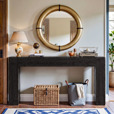 63-Inch Solid Wood Console Table, Farmhouse Entryway Table, Sofa Table