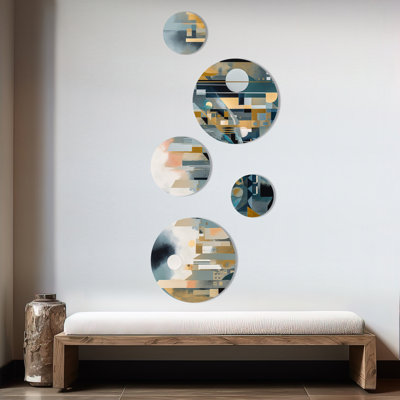 Ensemble de 5 décorations murales vertes abstraites I