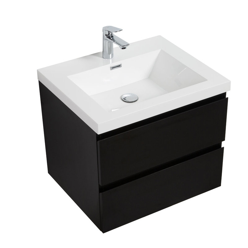 Meuble-lavabo simple flottant simple 30 po avec lavabo à surface solide Dhruven