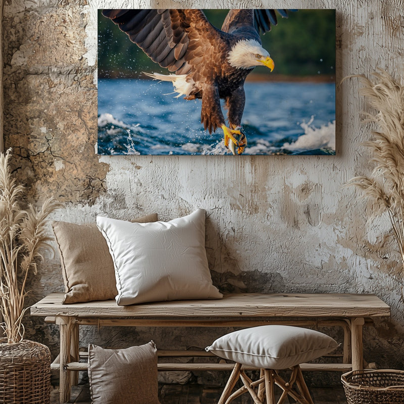 Toile, "Aigle chauve majestueux" qui vole dans les airs, art mural saisissant tête et queue blanches, H 20 po x l 20 po