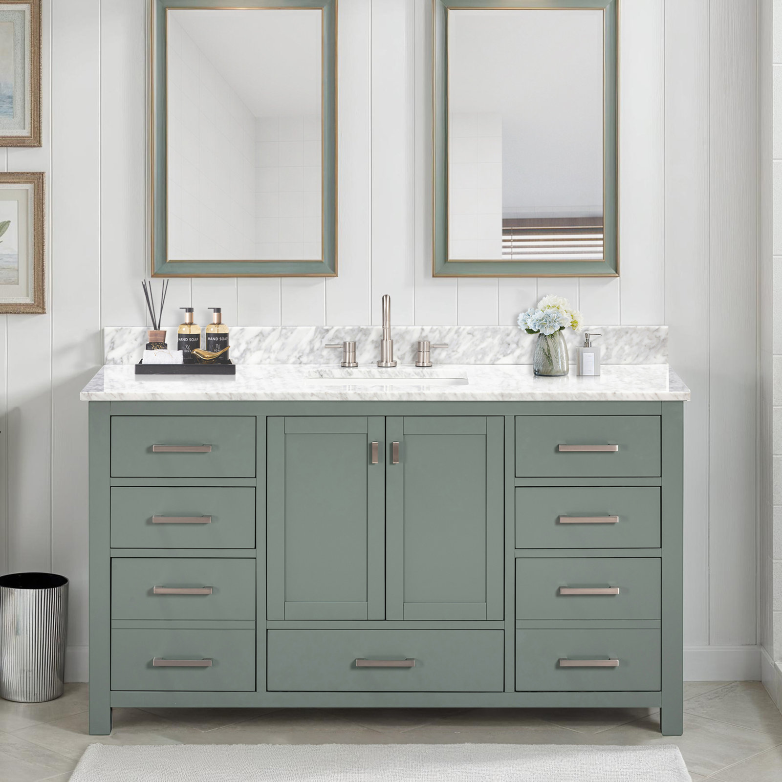 Reba Single Bathroom Vanity Base, Smoke Green