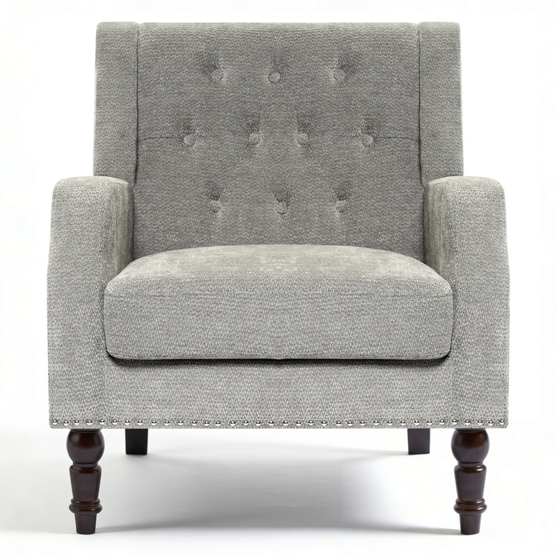 21.65" Wide Tufted Upholstered Accent Armchair, Gray
