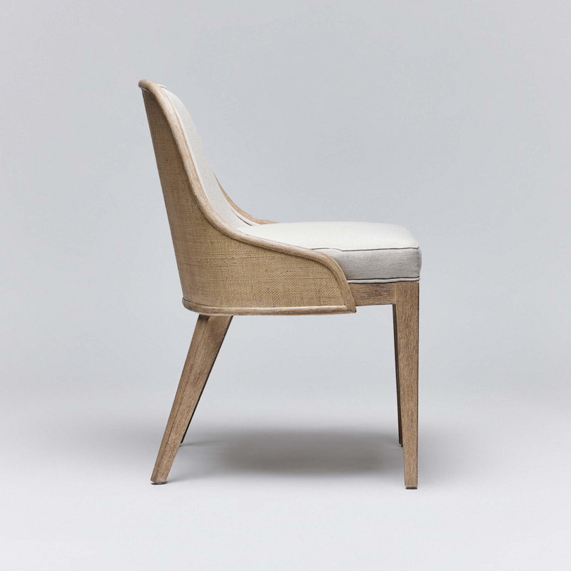 Siesta Upholstered Dining Chair, White Ceruse, White Flax Weave