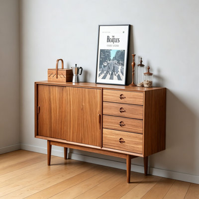 Simple and Retro Style Teak Sideboard