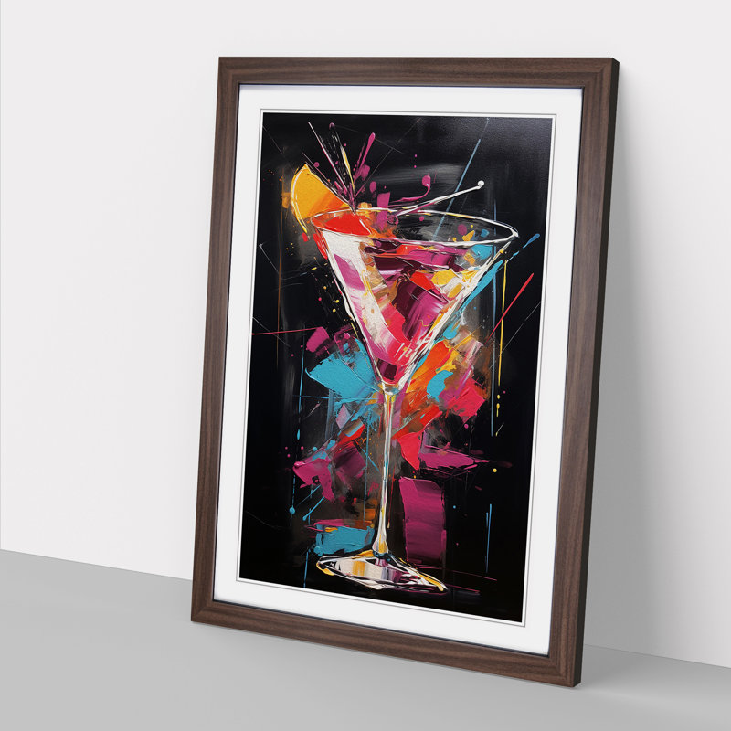 Cocktail Gestural - Framed Print, Walnut Framed, 64cm H x 46cm W x 2cm D