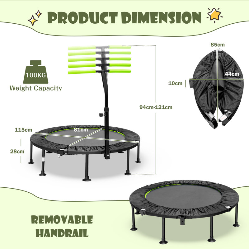Albricus Freeport Park ft Round Fitness Trampoline with Handlebar
