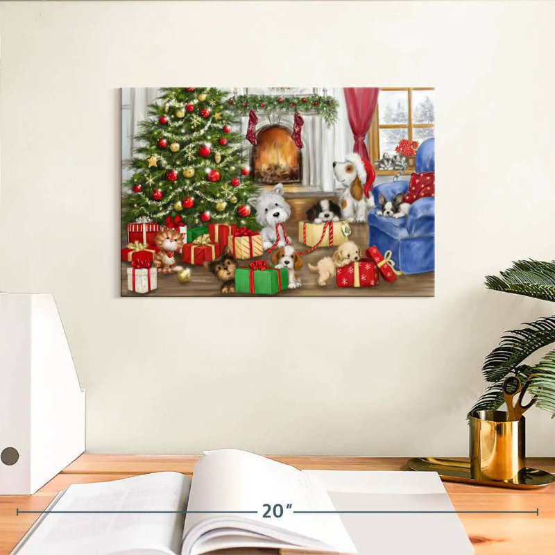Chiens et chats de Noël, H 8 po x l 12 po