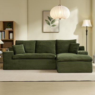 Canapé modulaire rembourré en mousse à compression 98,4 po avec méridienne et poche latérale