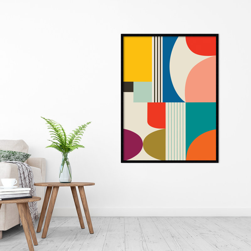Mid Century Modern Pattern by Rachel Lee, 41" H x 31" W x 1" D, Black