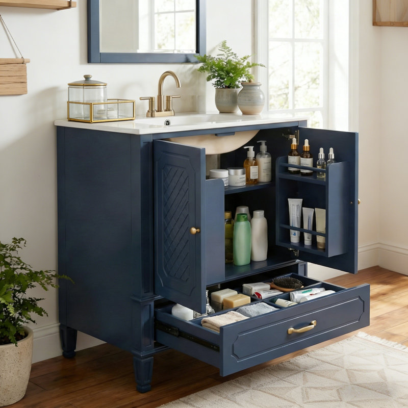 Meuble-lavabo 30 po avec lavabo style rétro