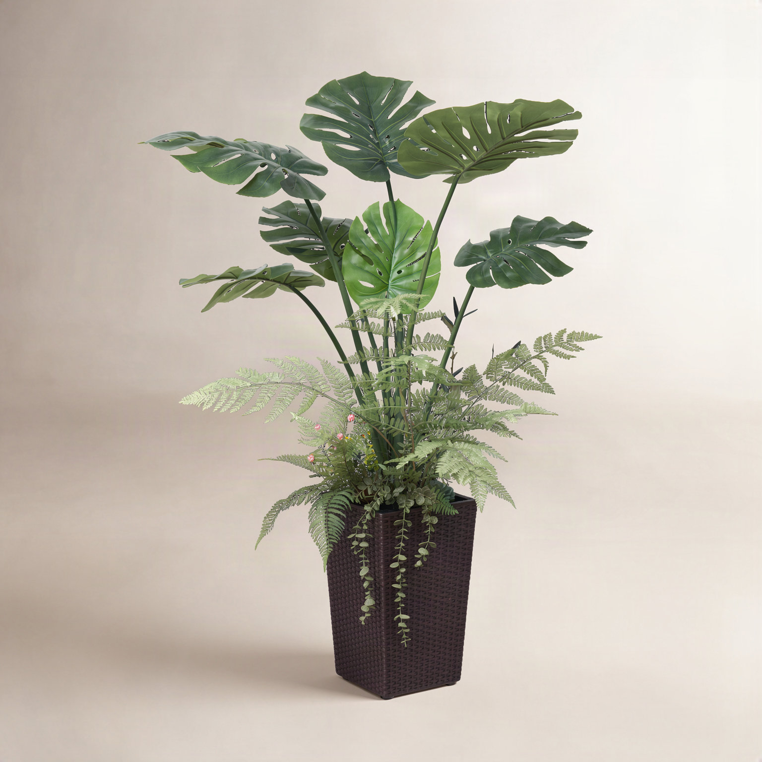 Adcock 48" Monstera Plant in Decorative Vase, Brown