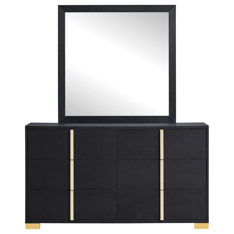 Commode 6 tiroirs avec miroir Getty, Noir