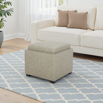 Stone Faux Leather Ottoman