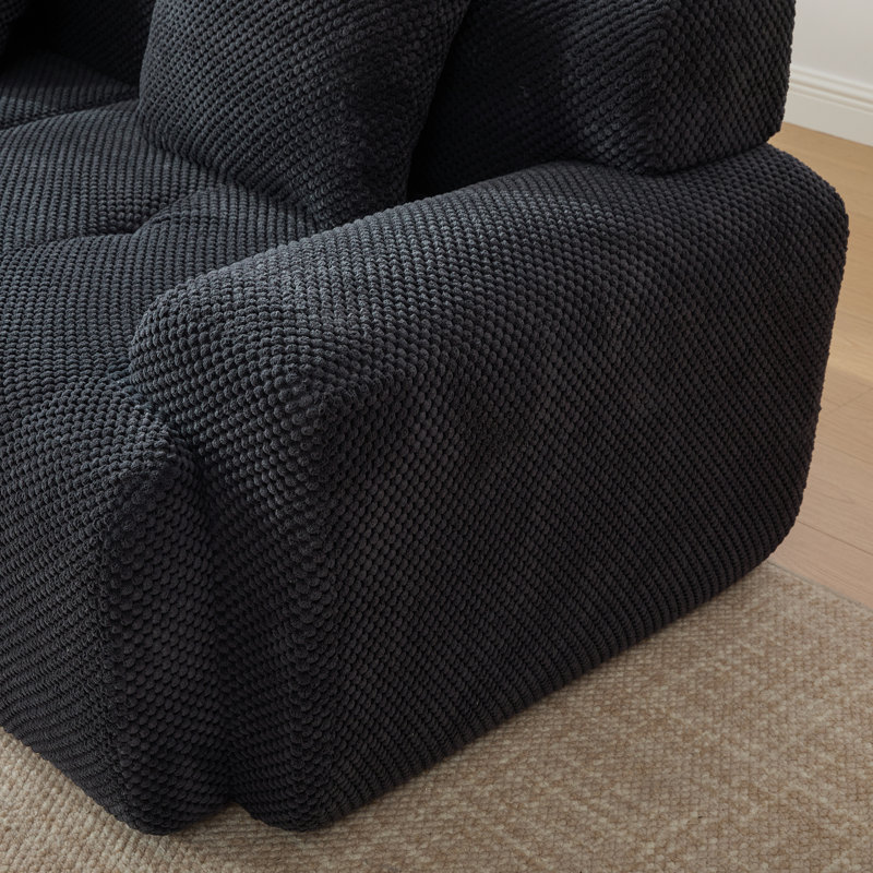 Canapé modulaire surdimensionné en L surdimensionné de 104 po - Canapé désossé, sans méridienne, avec méridienne convertible avec repose-pieds, tissu en chenille moelleux, comprend 3 coussins décoratifs, gris anthracite
